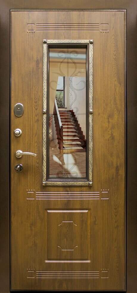 Панель Орех винорит отделка внутри Антик Ажур ЦСД дверь металлическая со стеклом и ковкой для загородного дома
