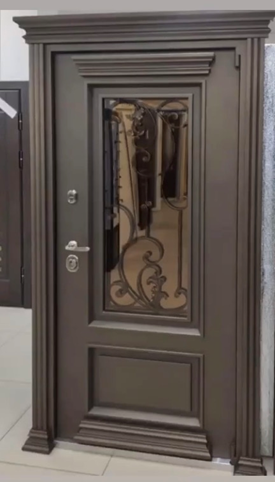 Комплект Империя Райтвер прадо со стеклом и ковкой металлическая дверь уличная