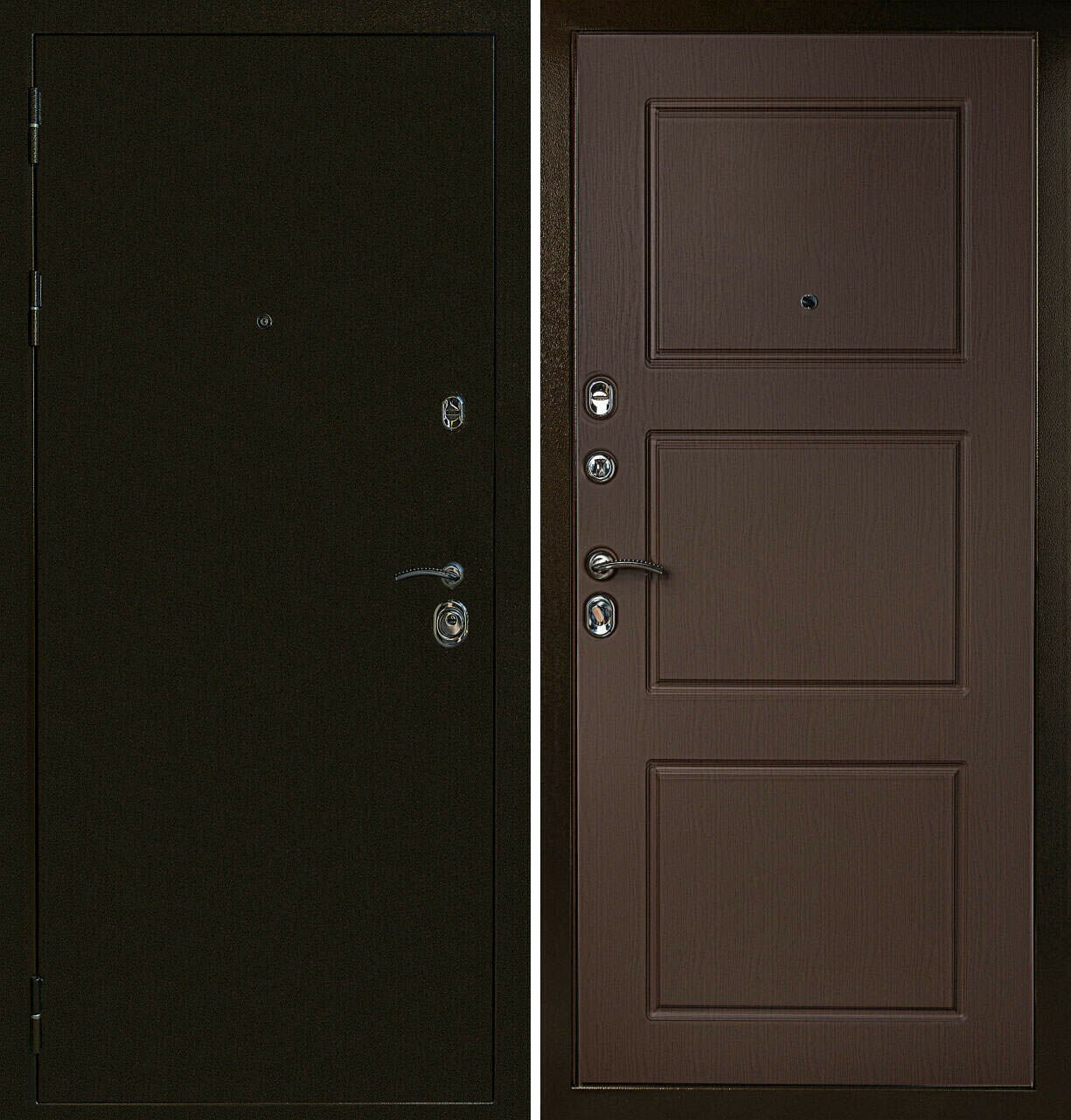 дверь металлическая Хамелеон антик бронза + Ясень шоколад