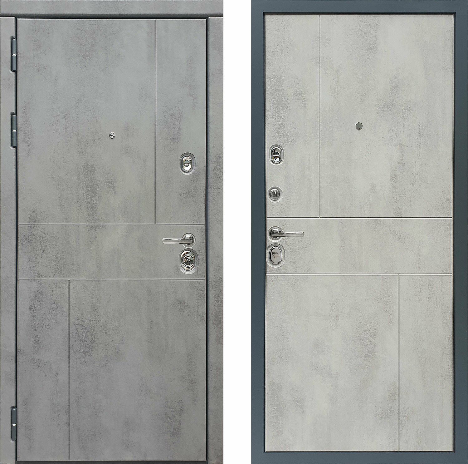 Металлическая дверь МД 48 с панелями МДФ цвет бетон Темный и Светлый